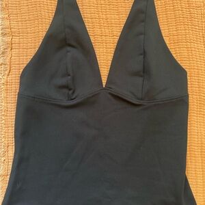 NWOT Free People Black Plunge Halter Top
